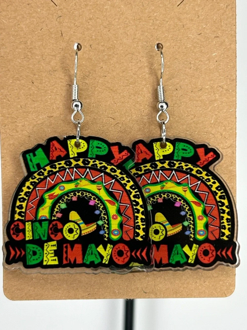 Happy Cinco de Mayo Colorful Fiesta Dangle Fashion Jewelry Earrings